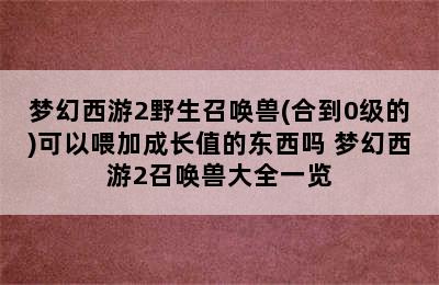 梦幻西游2野生召唤兽(合到0级的)可以喂加成长值的东西吗 梦幻西游2召唤兽大全一览